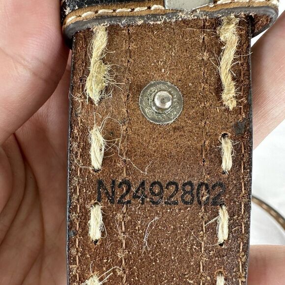 DBL Barrel Mens Fine Genuine Leather Goods Belt Brown Black Casual Adjustable 46 - Picture 4 of 9